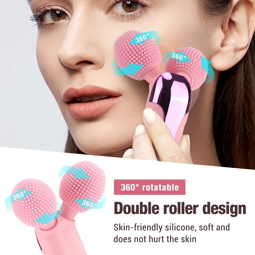 Masajeador de rodillo Facial con vibración sónica, masaje de ojos con vibración, eliminador de papada, Estiramiento Facial, esculpido corporal, cuidado de belleza