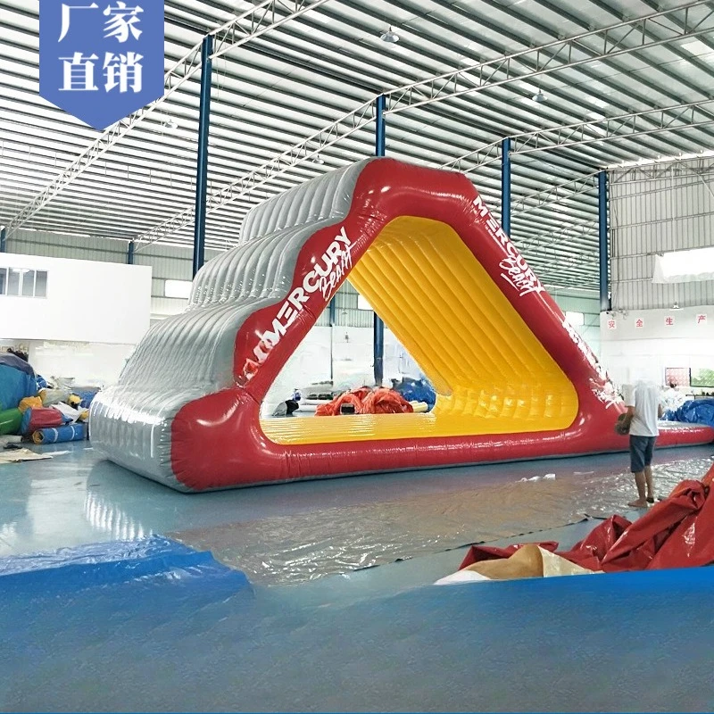 High quality water apnea slide trampoline combination inflatable water slide water toy triangle slide customization