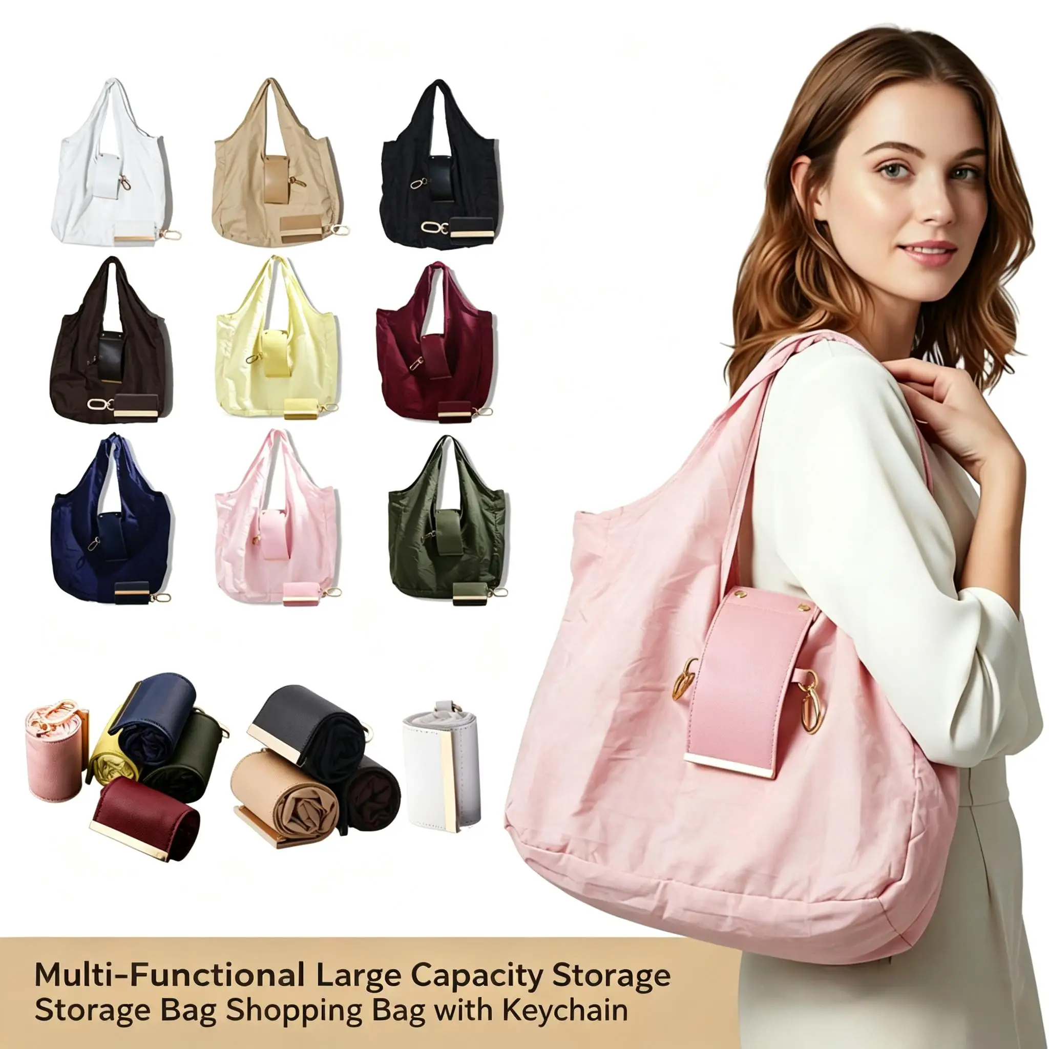 Creative And Minimalist Storage Cloth Bag/Keychain Large Capacity Eco‑Friendly Shopping Bag Bag Charm Backpack Accessory Gift