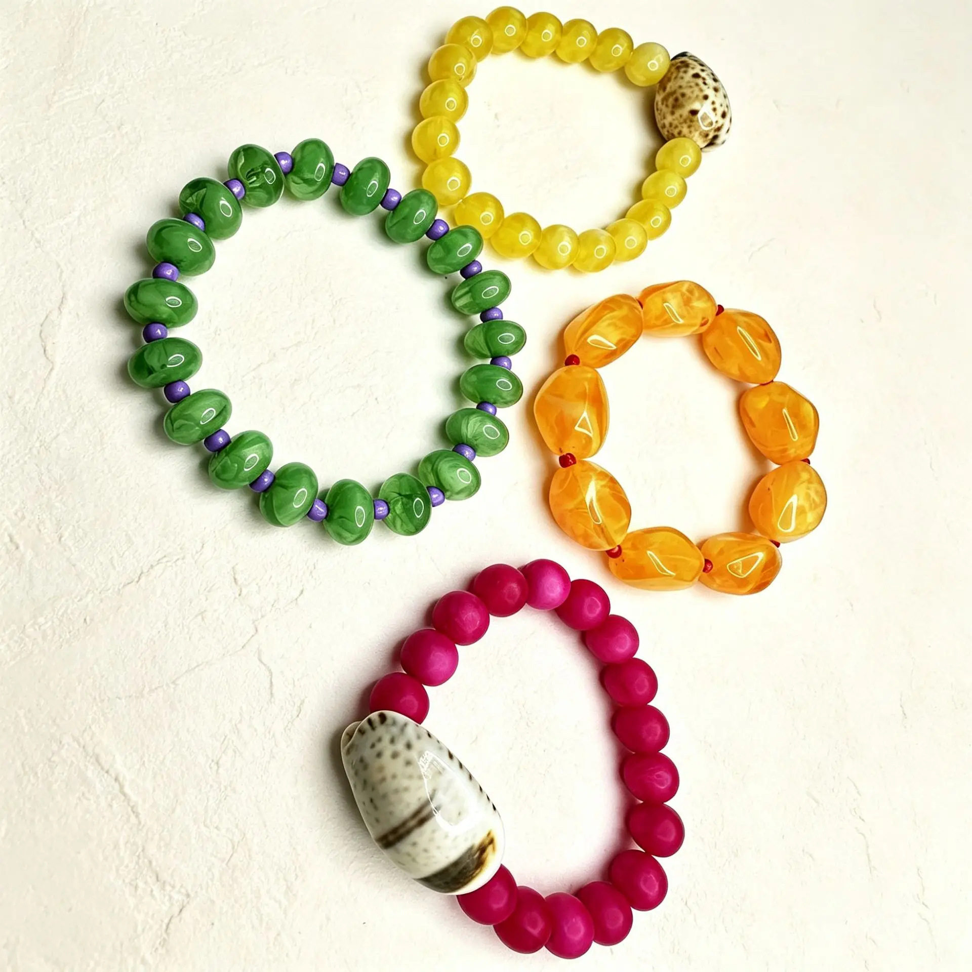

4PCS boho Dopamine Jelly Beaded Bracelet Colorful Glass Beads Shell bracelets with beads Fashion Jewelry bracelets woman