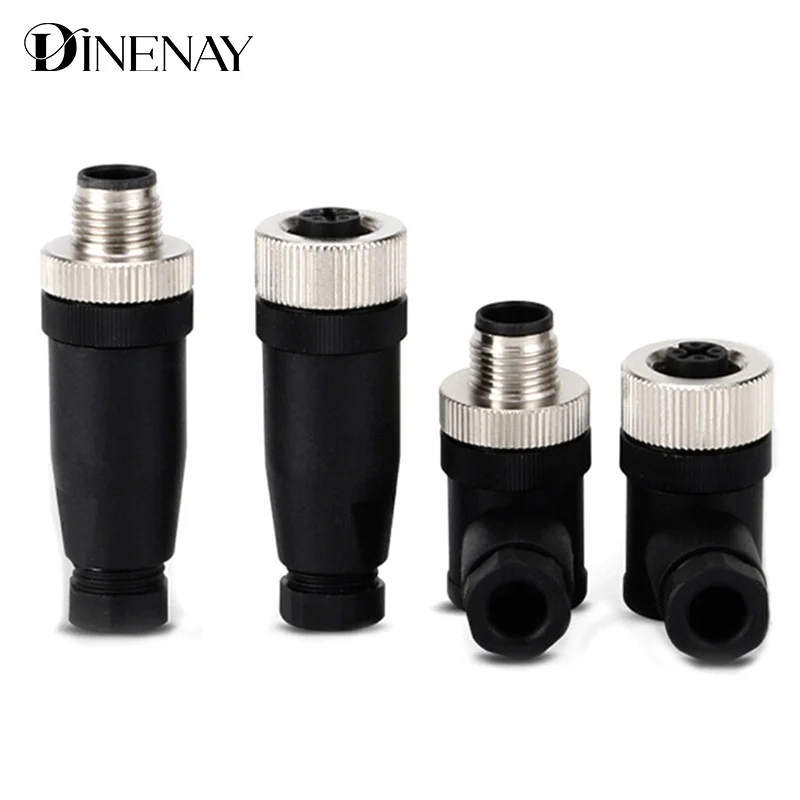 1Pc M12 sensor connector 3/4/5 pin male/female straight/right angle plug