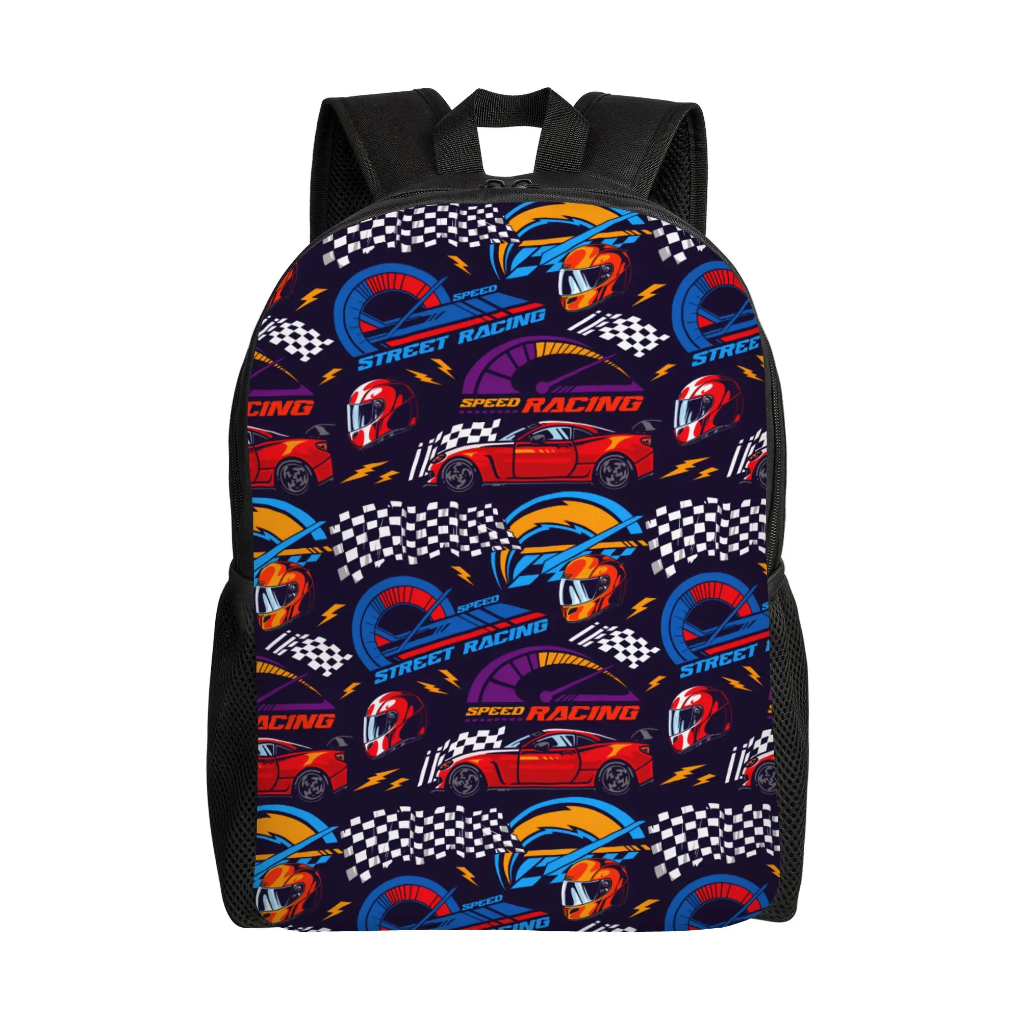 Custom Racing Moto Sport Line Backpack for Men Women Waterproof College School Motor  Bag Print Bookbags