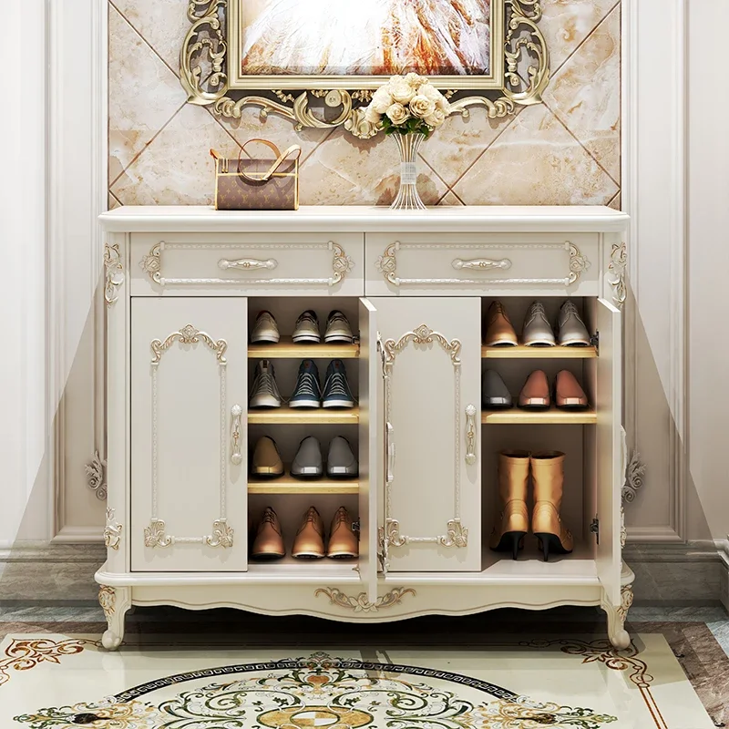 

Nordic Designer Shoe Shelf Storage Organizer Mobile Wooden Shoe Cabinet Living Room Vertical Luxury Gabinete Hotel Furniture