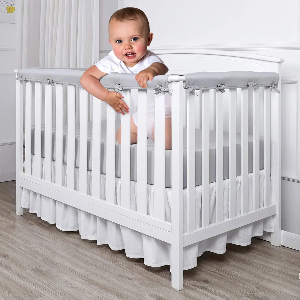 3PCs Cotton Baby Bed Bumpers Standard Size Newborn Crib Wrapped Rail Cover Protector Set Soft Thicken Crib Rail Guard Bumpers
