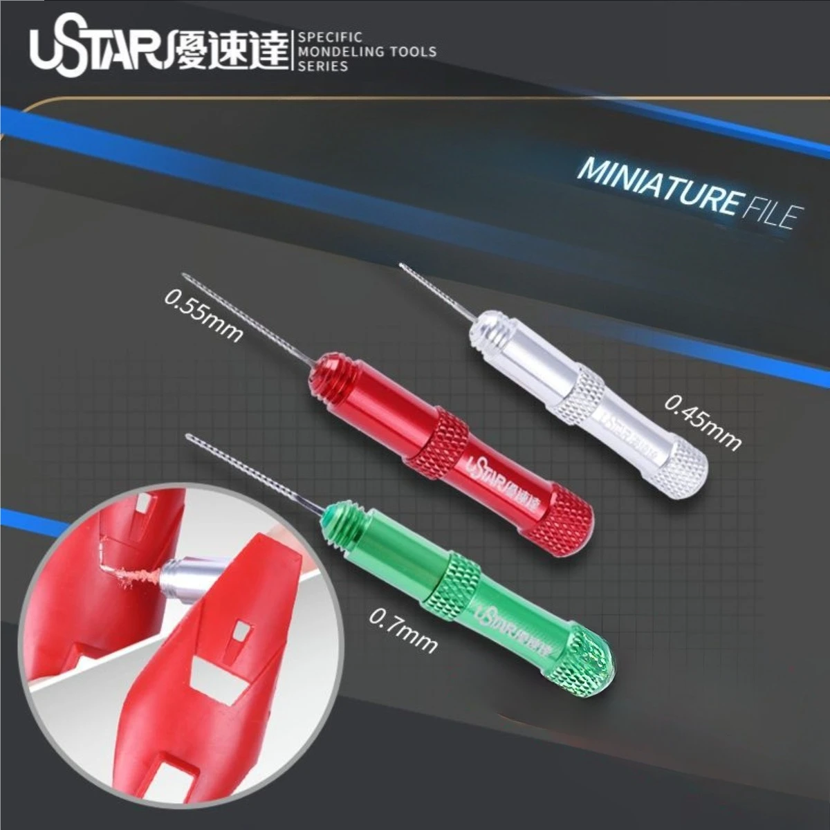Ustar UA90661-90663 Precision Micro Gap File for Gundam Miltary Model Building Tool Hollow Cutting Needle Kit DIY Hobby Tools