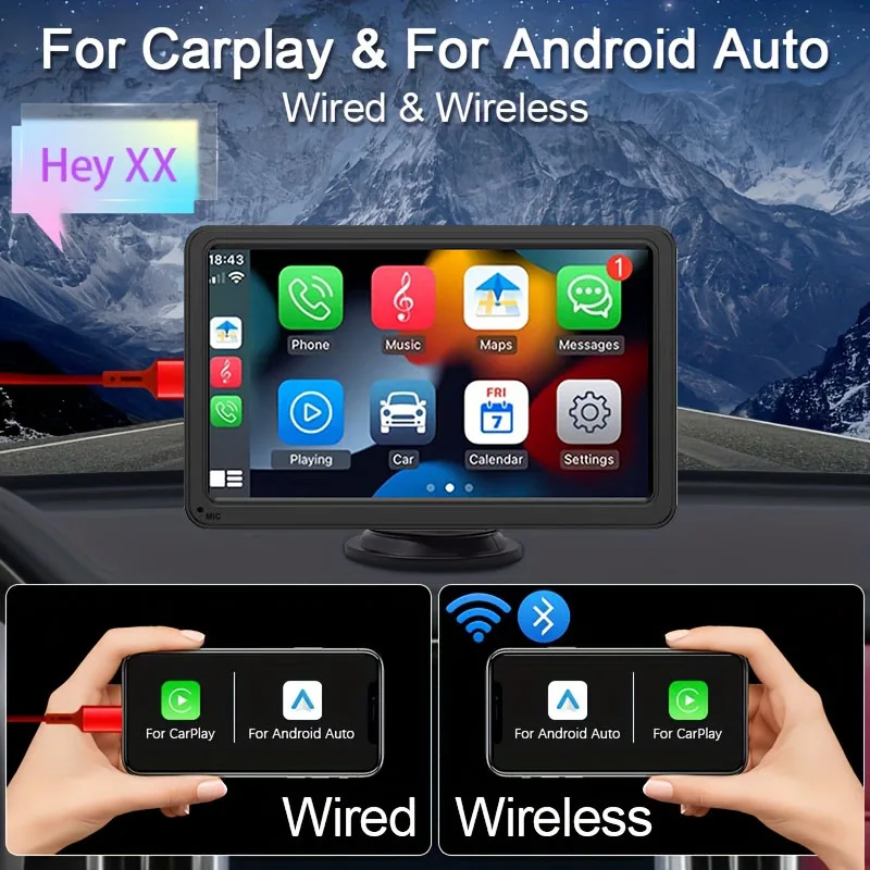 7 inch Motorcycle Navigation Gps Wireless Apple Carplay Android Automatic Ipx7 Waterproof Bluetooth Touch Monitor Wifi