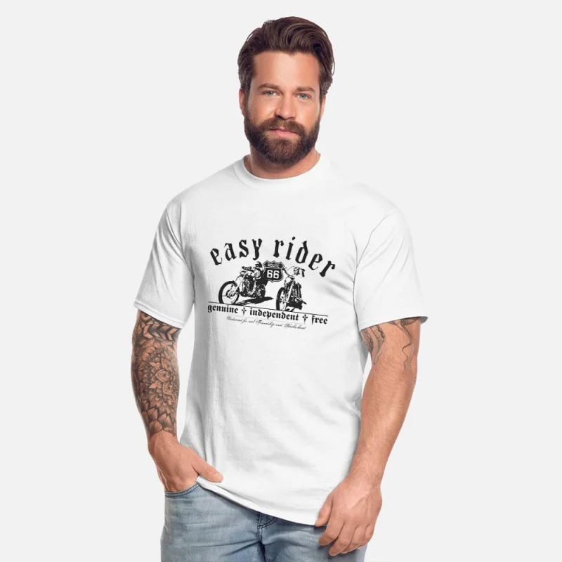 

Easy Rider on Route 66 Funny Motorcycle Gift t shirt The Mother Road Graphic clothes 100% cotton printed tee All size Tops S-6XL