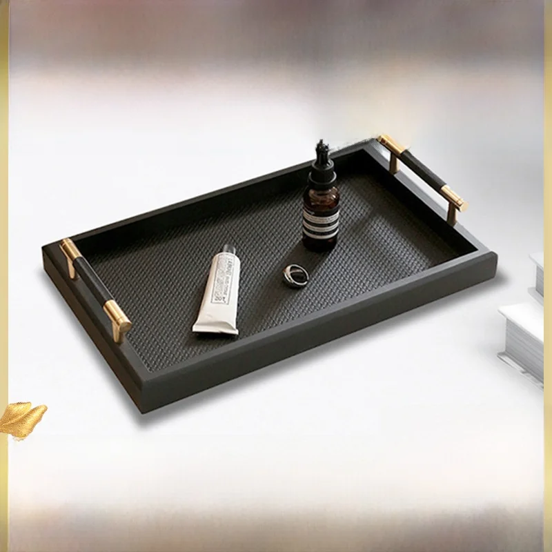 

Luxury Leather Tray Sample Room Jewelry Storage Entrance Decorative Plate Simple Sle Commercial Use Gold Multifunction...