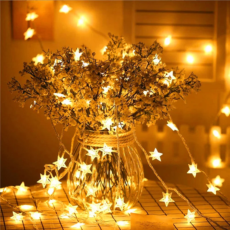 

Star Light String LED Lights Indoor Party Lighting Muslim Ramadan Festival Wedding Garland Room Decoration AA Battery Powered