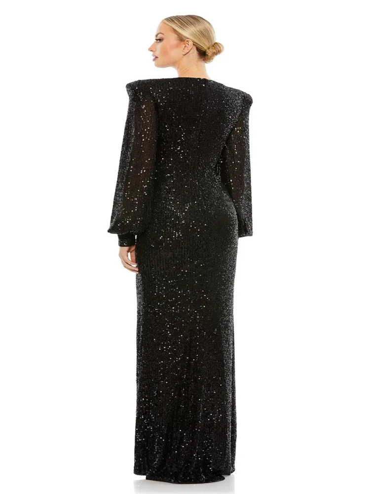 Robes de soirée en dentelle à paillettes pour femmes, robe de Rhsirène, robes formelles, noir, luxe, occasion, 2024