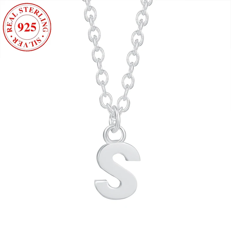 

S925 Sterling Silver Glossy Alphabet S Necklace for Women Hypoallergenic Suitable for Women Gifts