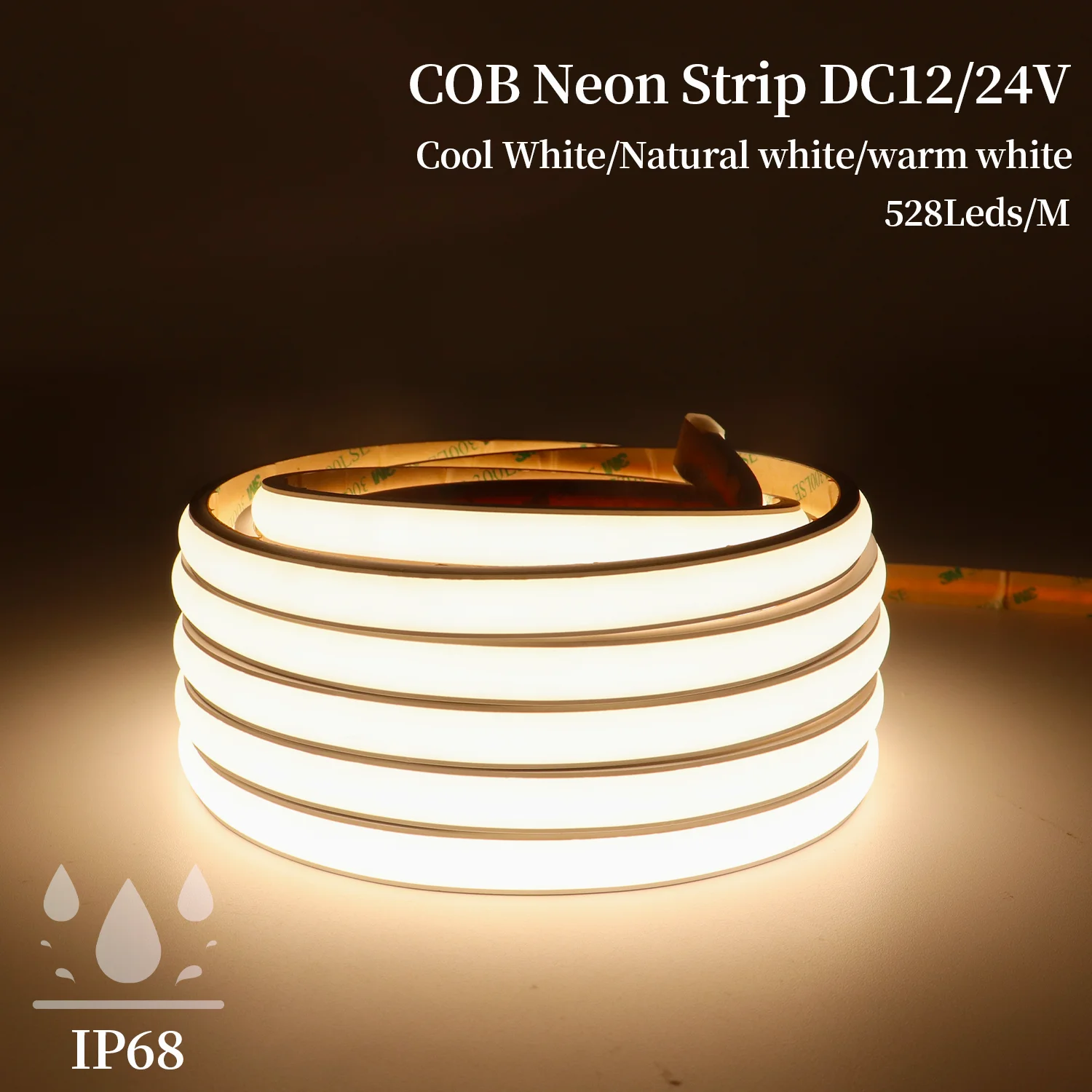 

1/5M DC24V Dimmable COB LED Strip Light 528Leds/m Cool White/Natural White/Warm White Neon Tape Flexible Lamp For home decor