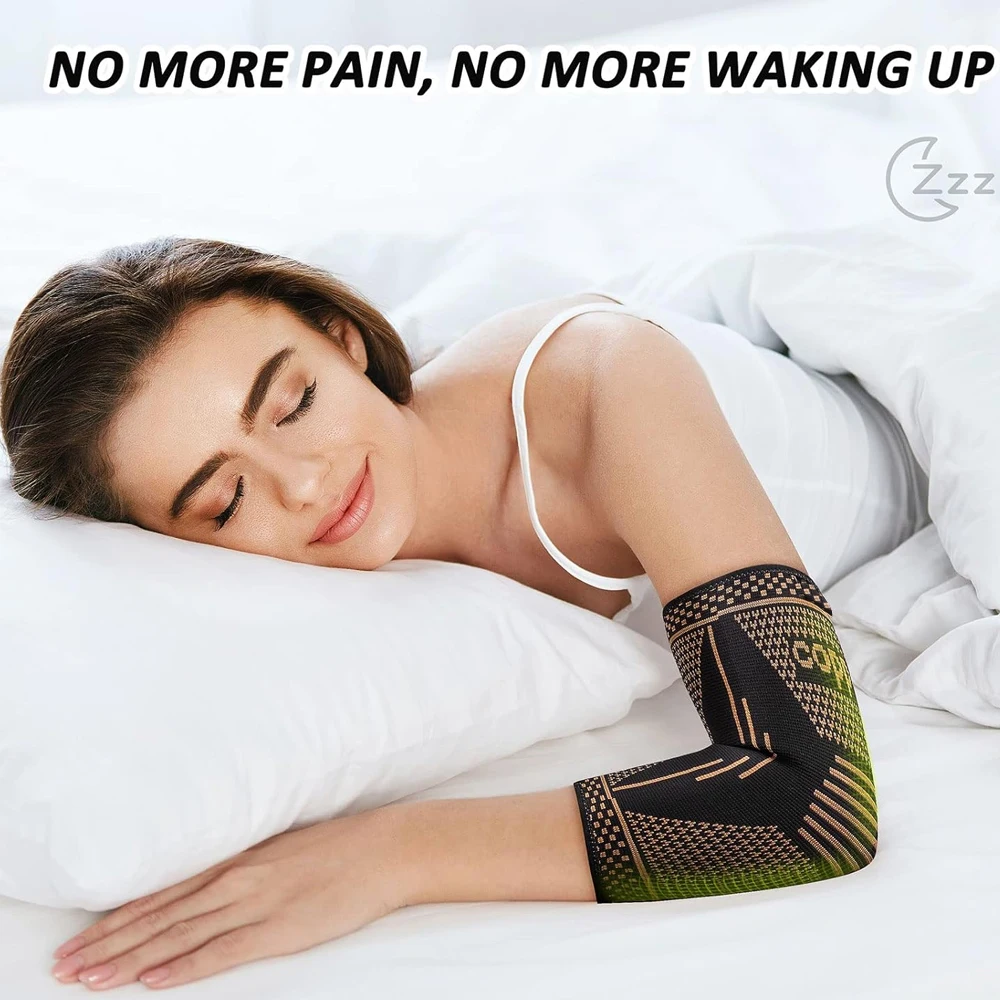 1 Stück Kupfer-Ellenbogen-Kompressionshülsen, Tennis-Ellenbogenbandage für Damen und Herren, Arme-Stützhülse für Sehnenentzündung, Tennis, Golfer