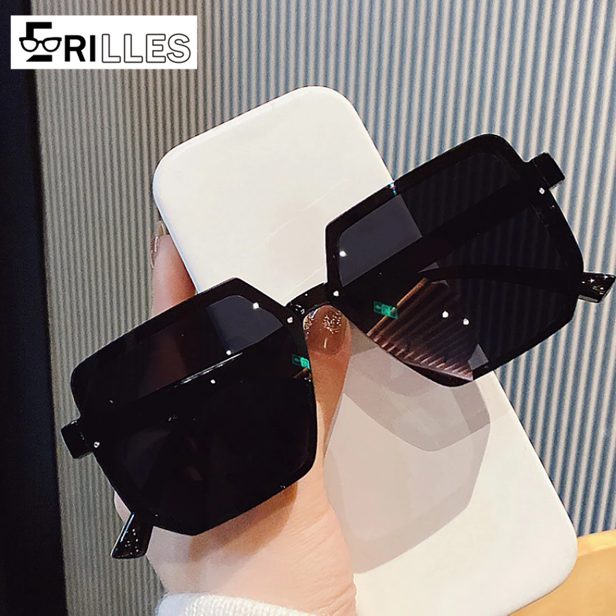 UV400 quadratische Damen-Sonnenbrille, Vollformat-Retro-Sonnenbrille zum Fahren, Sonnenschutz, blendfreie Brille, modisches Accessoire