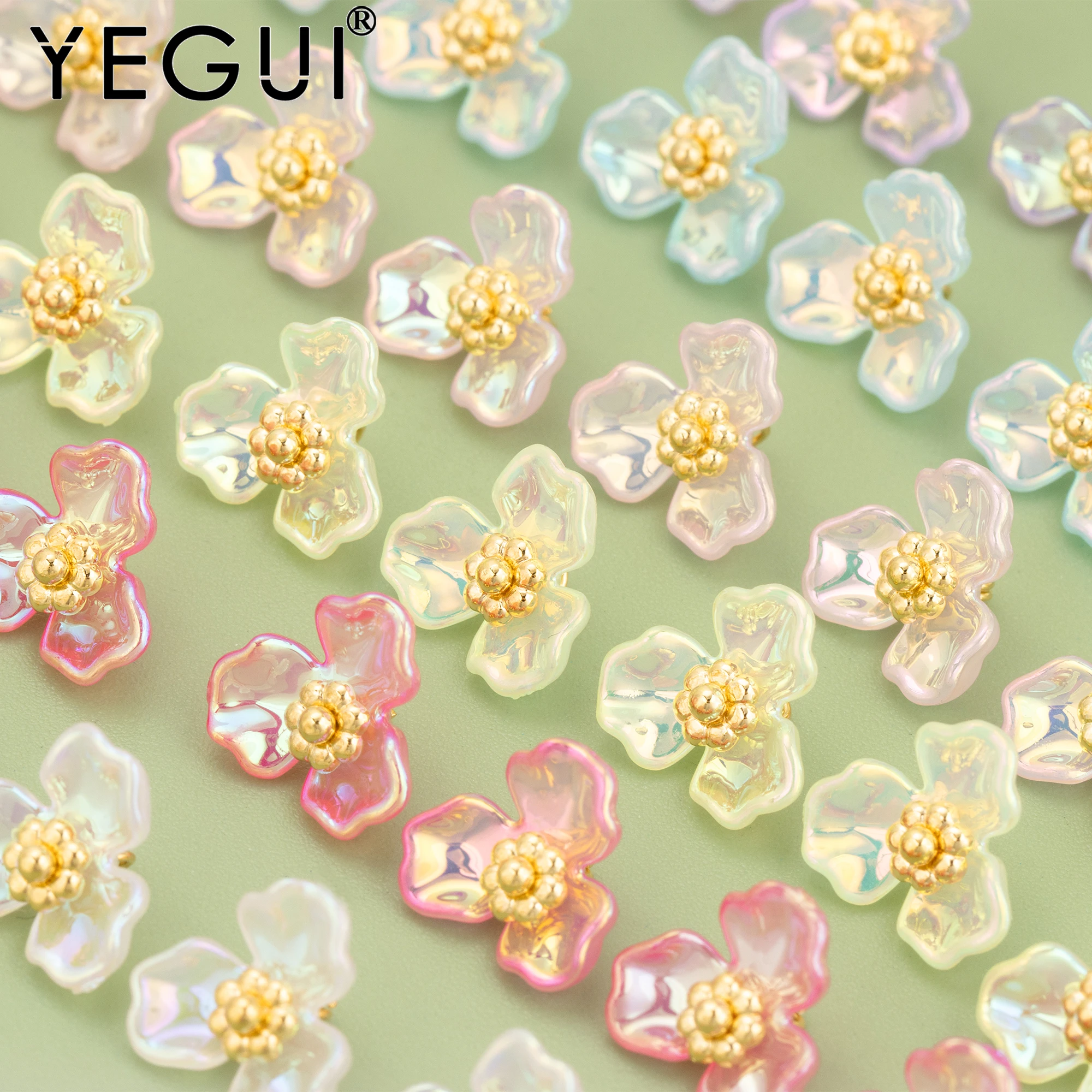 YEGUI,50pcs/lot,MH82,jewelry accessories,acrylic flower,18k gold plated,decorative supplies,jewelry making,handmade,diy pendants