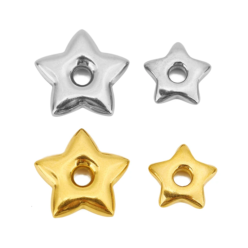 5pcs Stainless Steel Big Hole Star Pendants for DIY Earrings Necklace Jewelry Making Accessories Bracelet Charm Supplies Finding