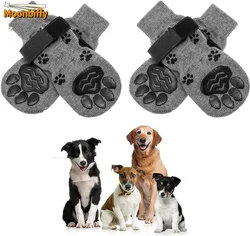 4pcs/set Anti Slip Dog Socks Dog Grip Socks with Straps Traction Control for Indoor on Hardwood Floor Wear Pet Paw Protector