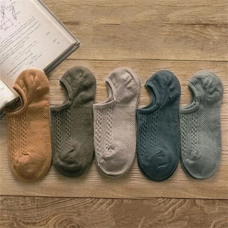 10 pezzi = 5 paia di calzini a tubo di cotone twist per uomo calzini corti da barca estate invisibile sottile Versatile Anti odore Calcetines