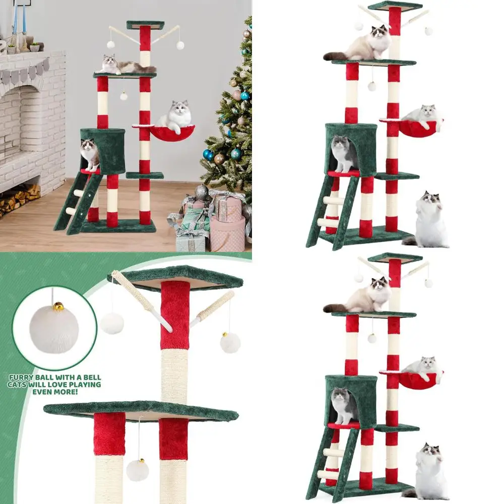 

Многоуровневая лежанка-башня для крупных кошек (54 уровня): прочная лесенка для лазания с когтеточками, лестницей, домиком, платформой и игрушкой