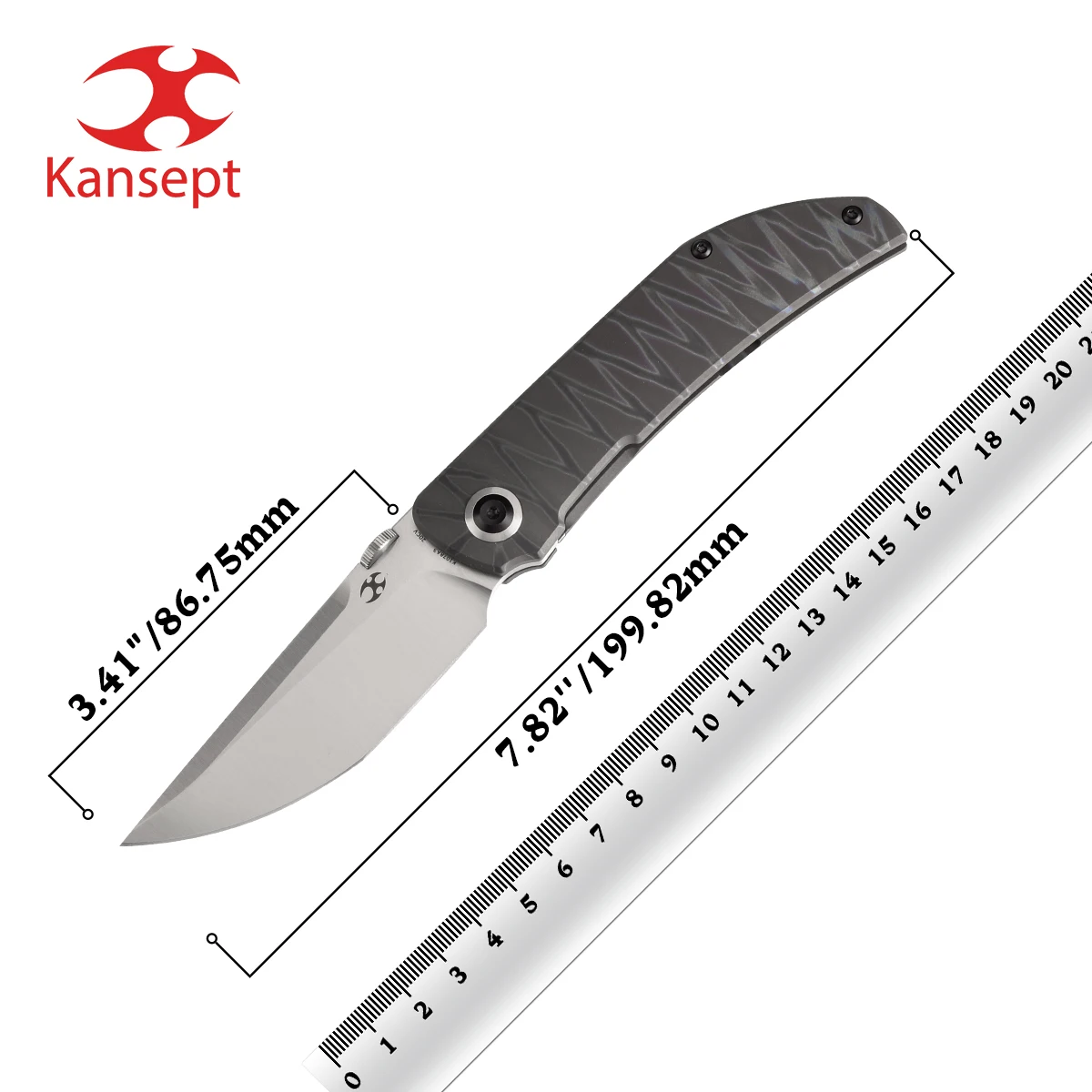 Kansept Tarkin K1078A3 3.42'' Modified Tanto Satin CPM20CV + Tiger Stripe Flamed Titanium Folding Knife Useful Tactical EDC