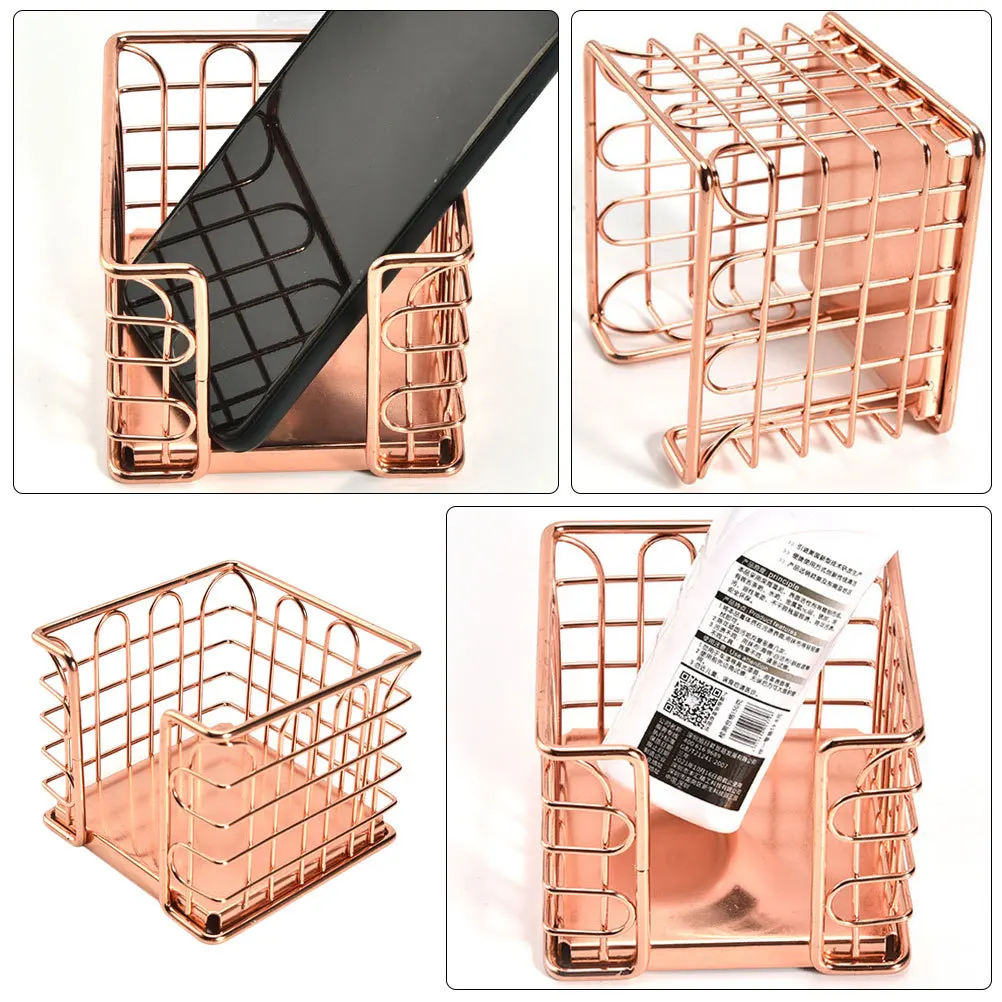 

1Pcs Desktop Organizing Box Rose Gold Metal Storage Organizer Practical Office Supplies Multi Scene Use Creative Gift