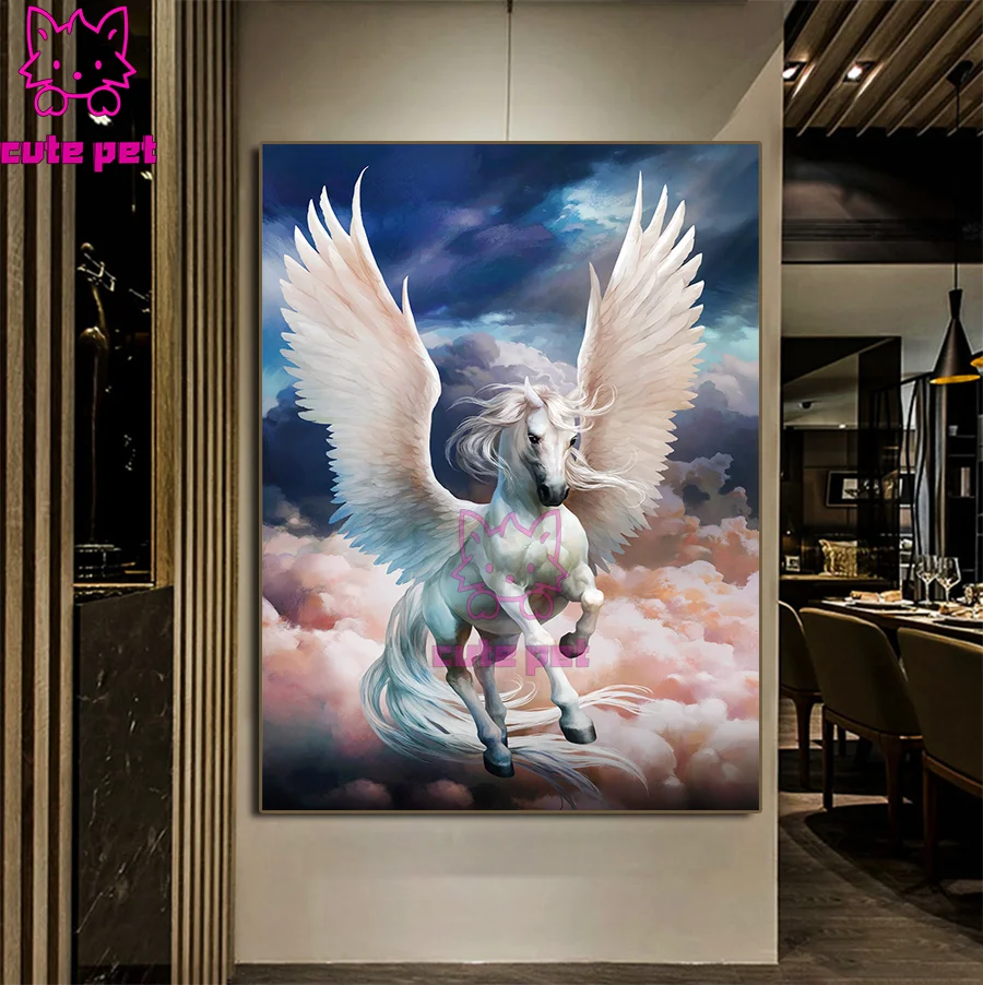 Diamond Embroidery painting Animals are flying horses The sky Home Wall Decor 5d Full Square round drill Diamond Mosaic Pattern