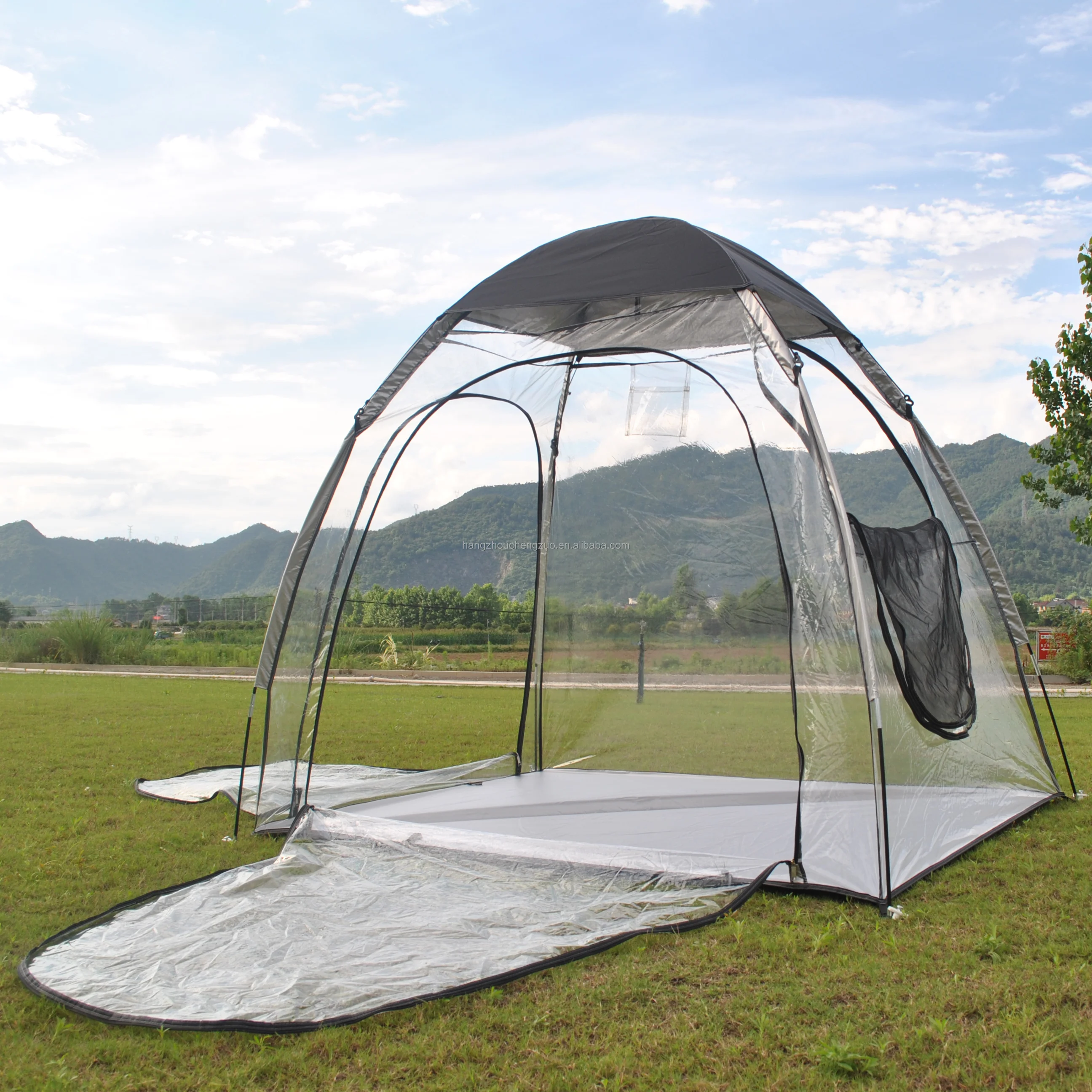 Tienda deportiva con tapa superior extraíble, protector portátil para todo clima con suelo sellado, tienda de campaña transparente con actividades deportivas