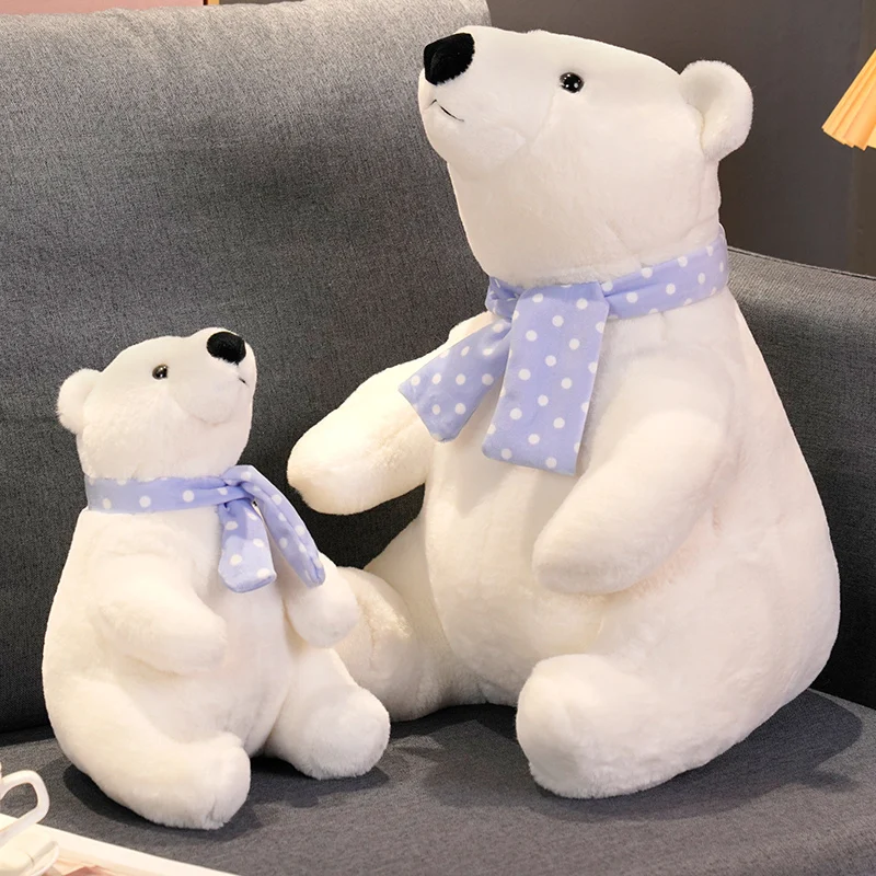 

25/30/40cm Lovely Polar Bear Plush Toys Cute Soft White Bears With Scarf Dolls Stuffed Animal Pillow Girls Valentine's Gift