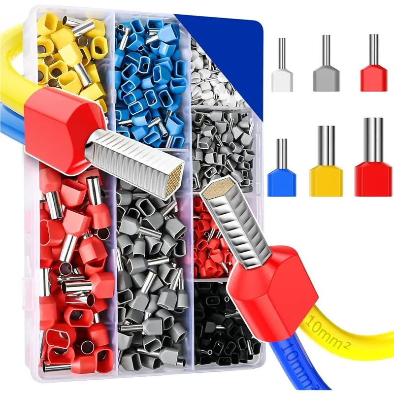 

ABVJ-Twin Wire End Ferrules 800Pcs Insulated Set Multicoloured Insulation Sleeves Assorted Bundle