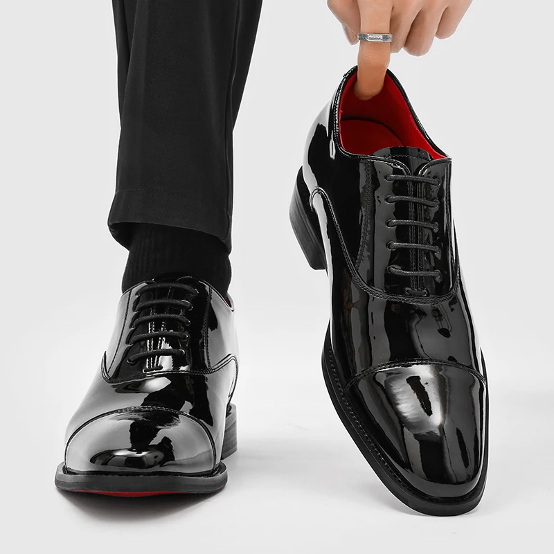 Summer Men Mirrored Elite Business Dress Shoes High-end Breathable Simple Stylish Office Commuting Shoes