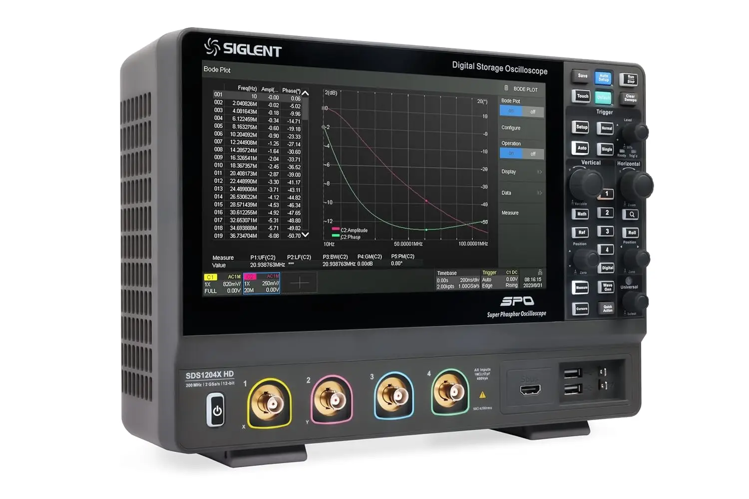 Siglent Technologies SDS1204X HD 200MHz 12-bit Digital Storage Oscilloscope 4CH 200MS/s 1 Year WarrantyAR