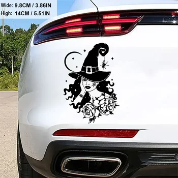 매직 마녀 거미 꽃 달 별 자동차 스티커, 노트북 병 트럭 전화 오토바이 밴 SUV 차량 페인트 창 벽 컵 d