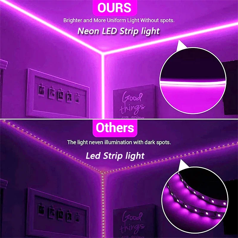 RGB Tuya Wifi Led Neon Lighting Strip 10M/Roll 12-24V DC Multicolor Smart LED Light Strip Work With Aleax and Google Assistant