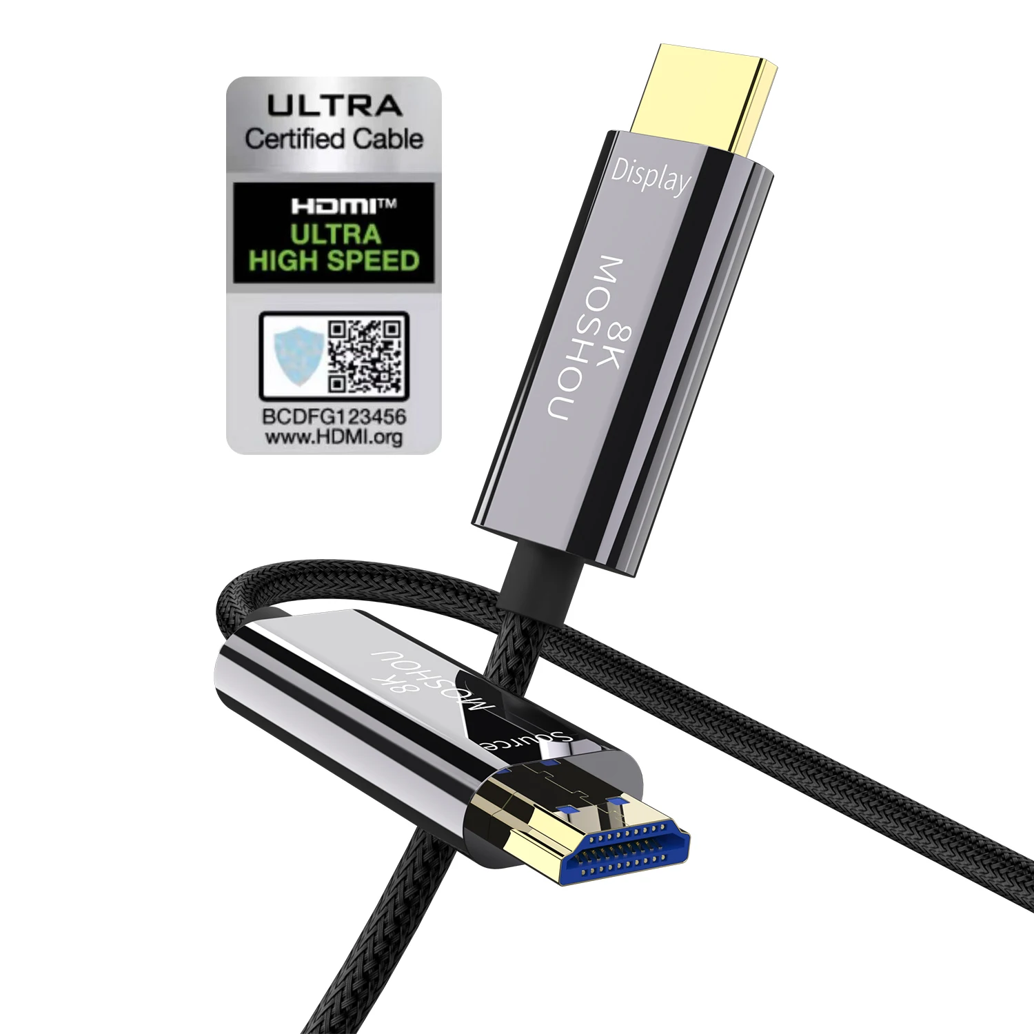 Kabel światłowodowy 8K HDMI 2.1 MOSHOU 8K @ 60Hz 4K120 złącza ze stopu cynku przewód nylonowy eARC HDR10 HDCP 2.2 dla RTX3090 PS5 Xbox