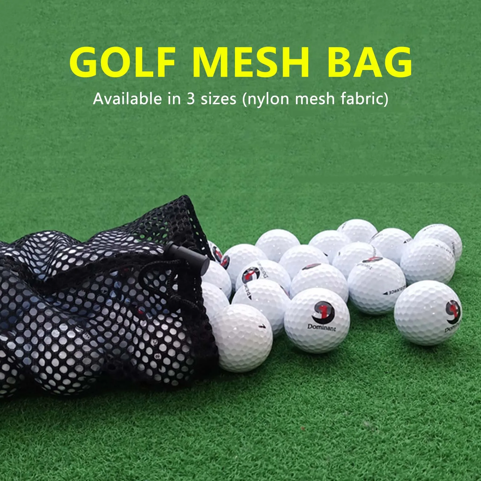 Black Golf Ball Pouch Bag with Durable Nylon Material Sports Mesh Net Bag Suitable for Outdoor Gyms Travel