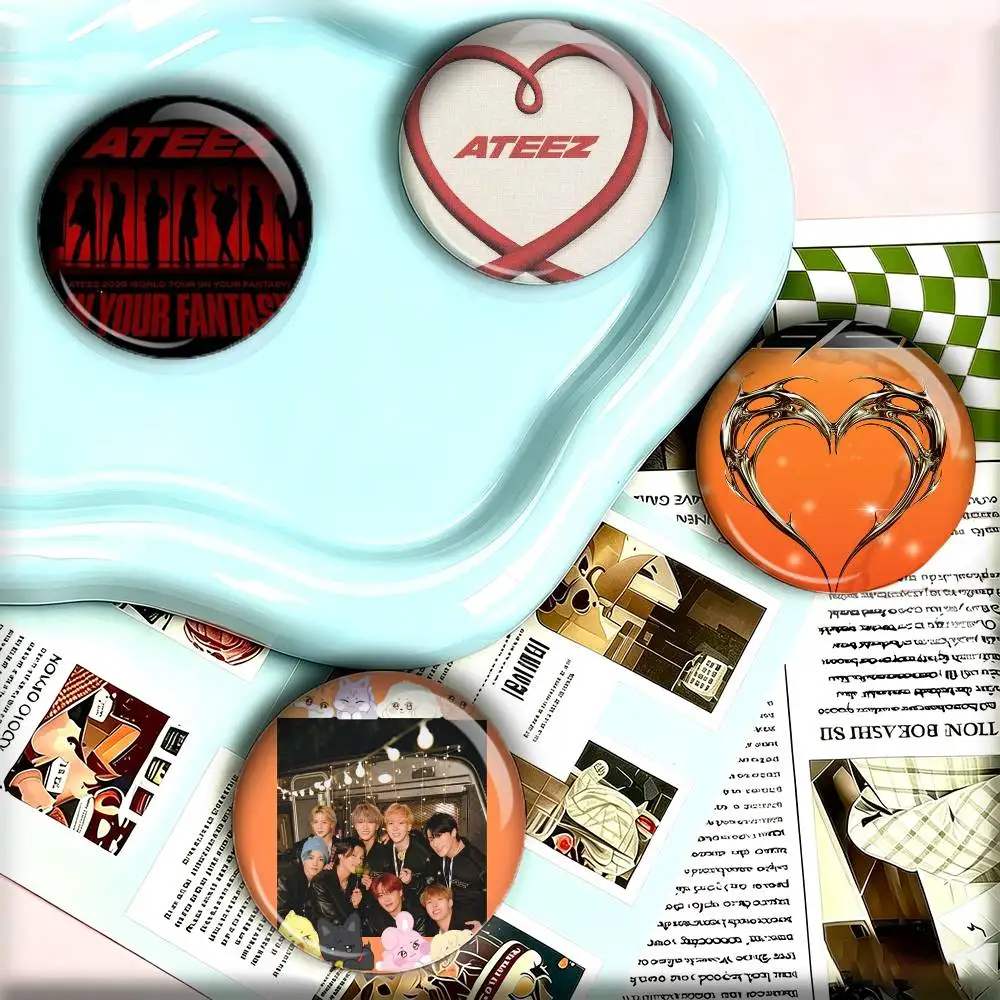 KPOP Hot A-ateez Creative  25 32 44 58 75mm Badges Personalized Round Brooches Pins Accessory Gift