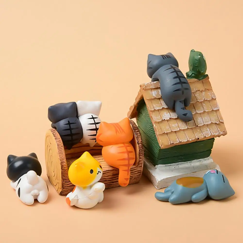 Decorative Cat Rim Hangers Cute Lying Cat Mug Hugger Clip-on Mini Tabby Figurine for Cup Monitor Flower Pot Decoration Desktop