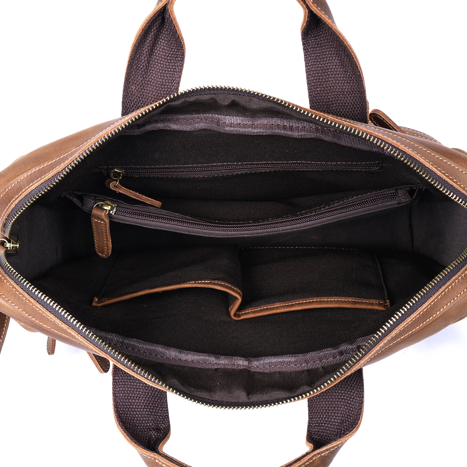 Vintage Echtleder Herren-Aktentasche 14" Laptop-Tasche Crazy Horse Leder Messenger-Handtasche Rindsleder Geschenkidee für Männer – Detail 32