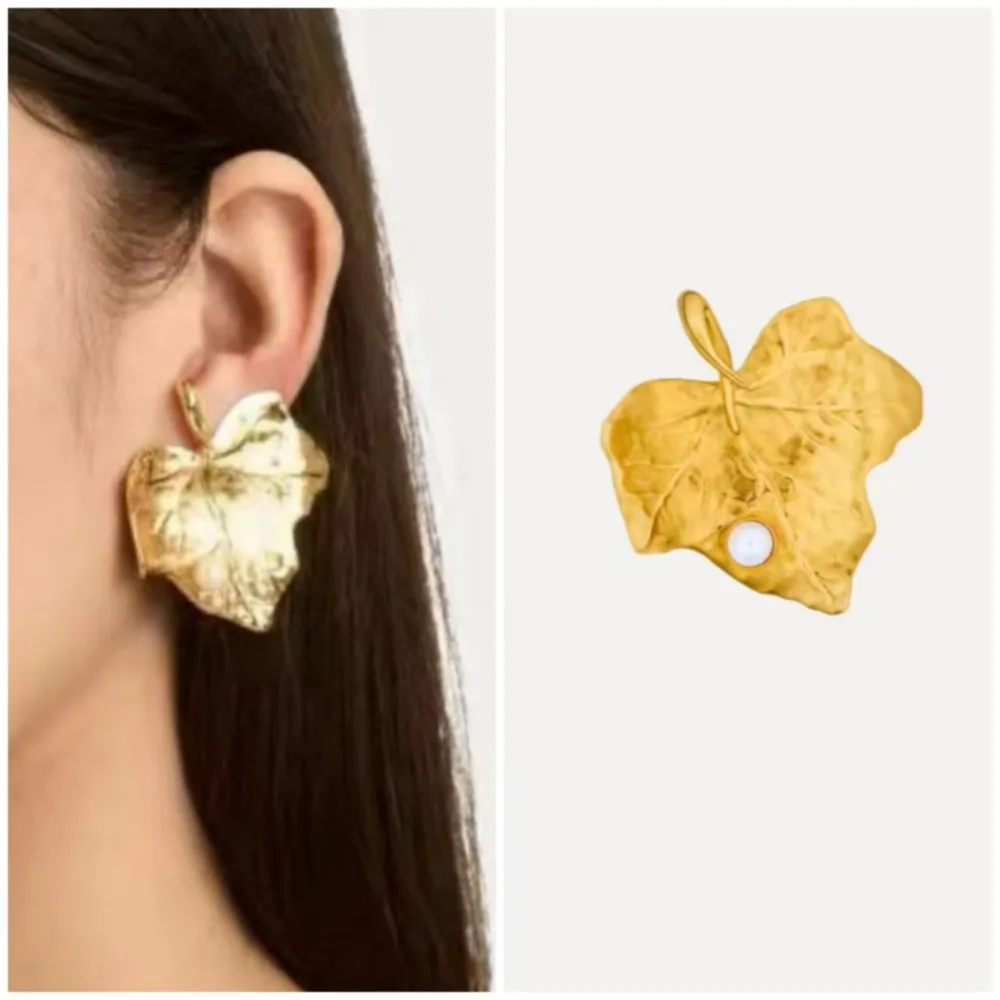 

VKVVA Luxury Fashion Jewelry Os Series Exaggerated Ivy Leaf Stud and Clip-on Earrings for Women Birthday Gifts