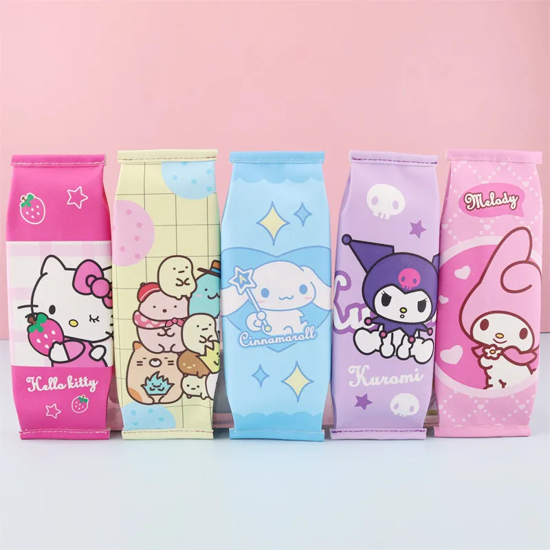 Kawaii Kuromi Pencil Cases For Girls Cute Sanrio Pochacco PU Leather Pen Bag  School Office Supplies Cartoon Stationery Pouch