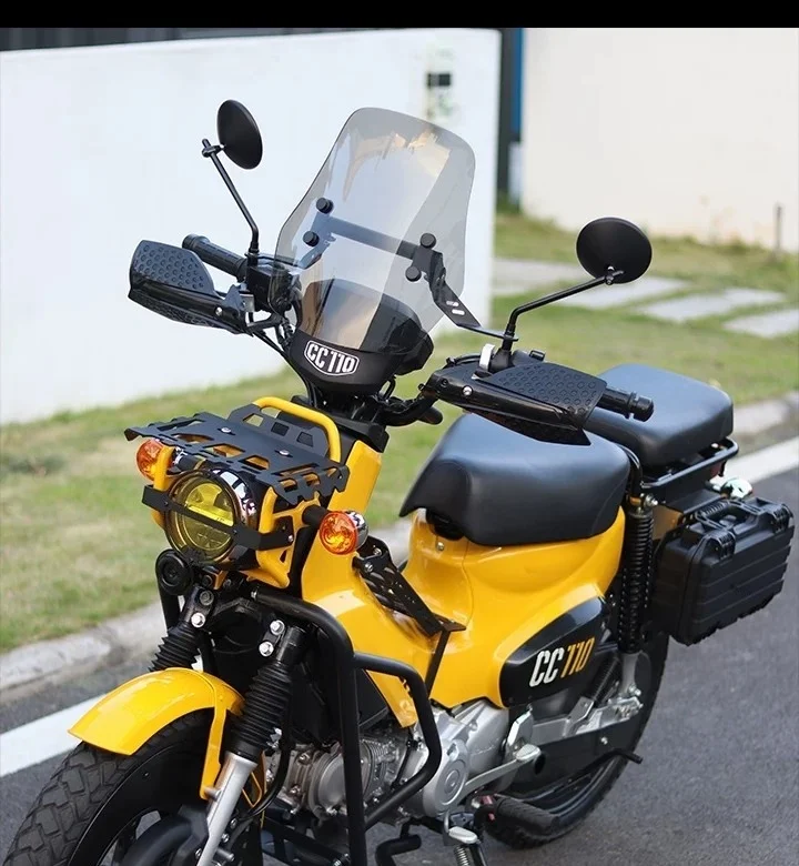 For Honda CC110 Vintage-Style Windscreen Weather-Resistant -Aging Material Reduces Upper-Body Wind Pressure Motorcycle Accessory