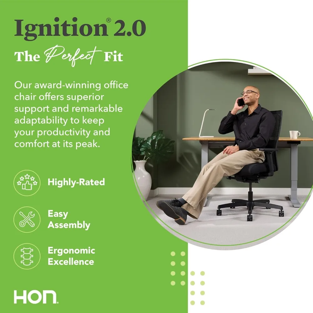 Ignition 2.0 Mid Back Task Chair, Advanced Synchro-tilt Control, Office Chair With Lumbar Support, Height And Width Adjustable