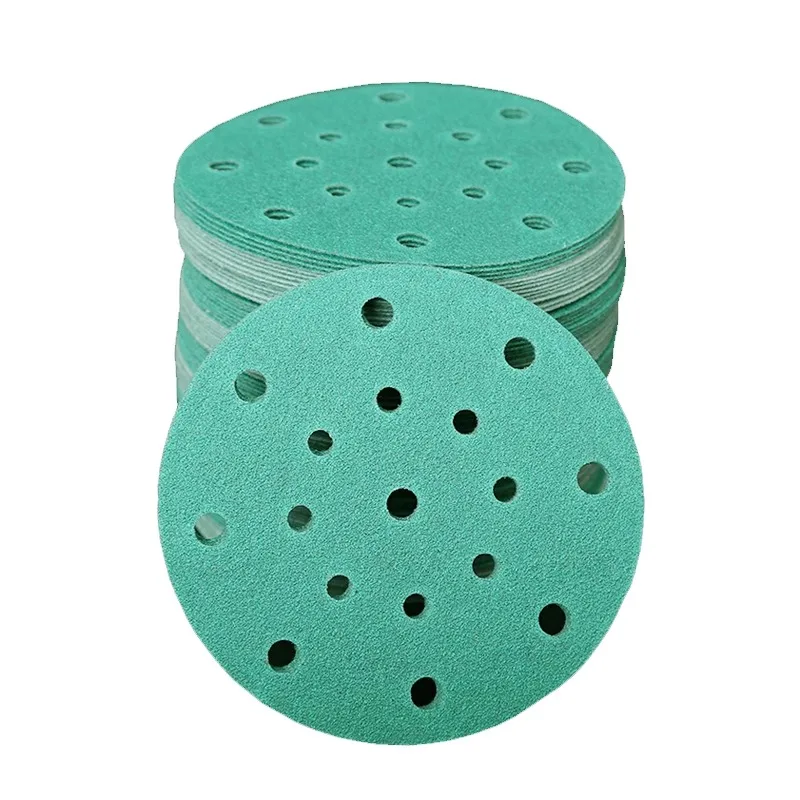 Green 100 sheets of 6 inch 17 hole sandpaper 150 mm round flocking 80-400 grit abrasive for Festool sander