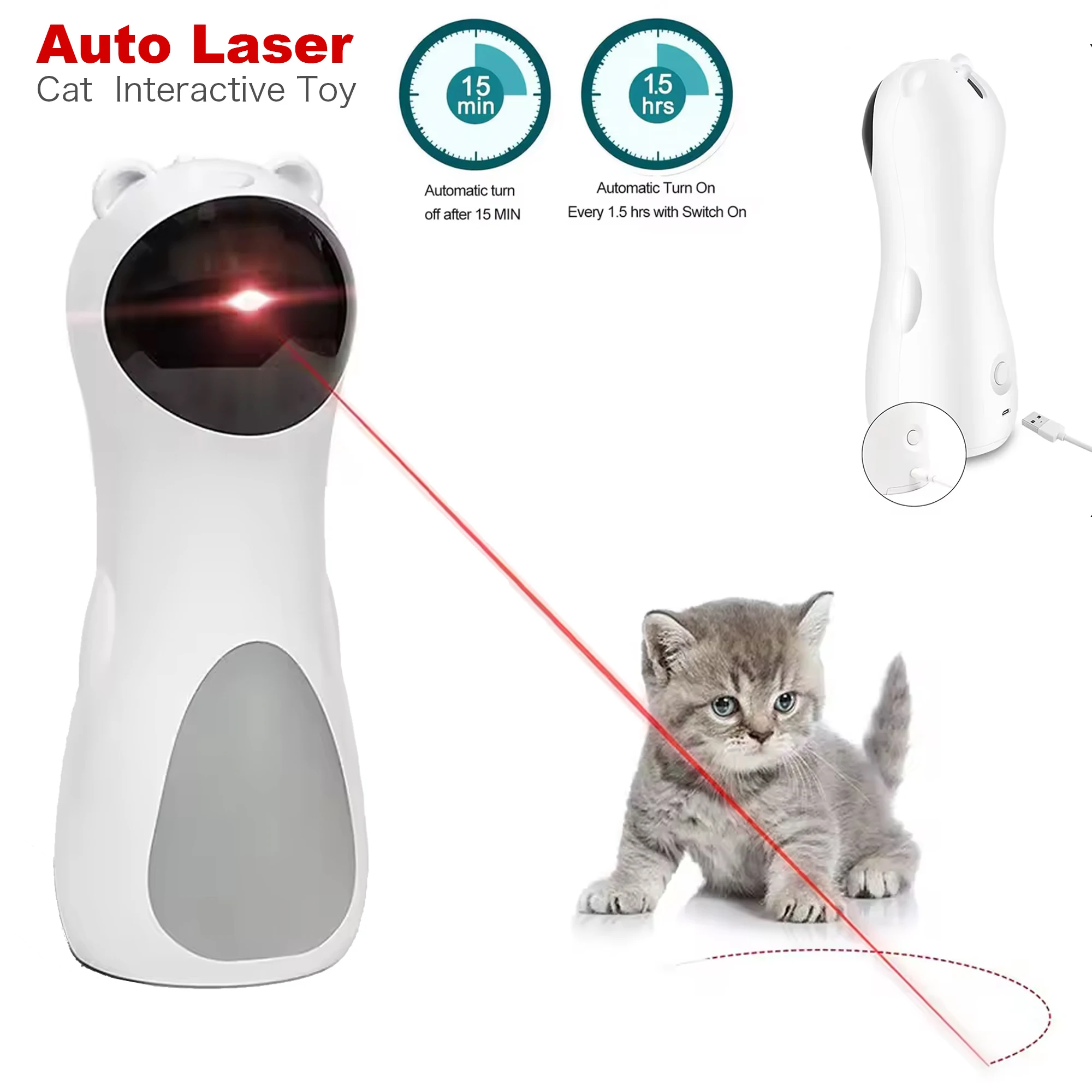 

Smart Cat Toys Interactive Laser for Cats Pet Auto ON/OFF Toy Cat Indoor Exercise Mouse Catching Game for House Kittens Training