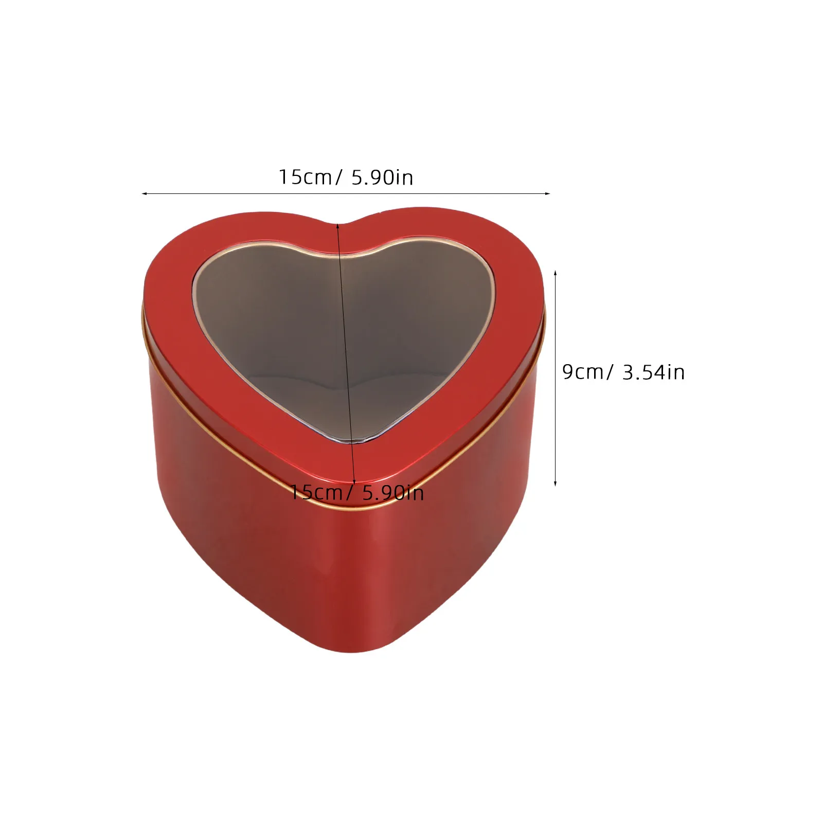 2Pcs Heart Shaped Metal Tin Boxes Red Clear Window Candy Cookie Organizing Making Gift Box Valentine’s Day Jewelry Box