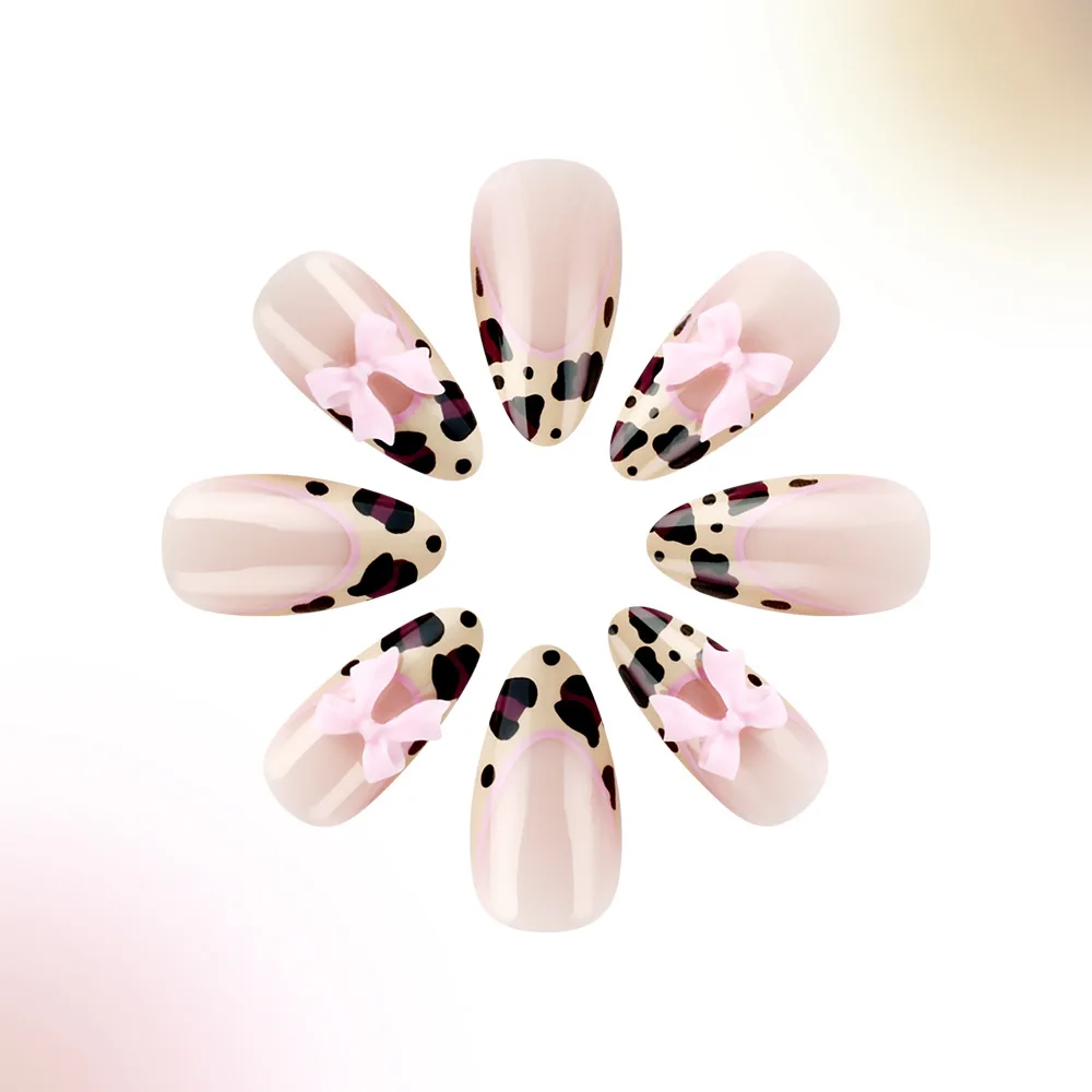 24pcs French Style False Nails Blush Pink Almond Press On Nails Carving Flower Gold Diamond Design Fake Nail Ballerina Manicure