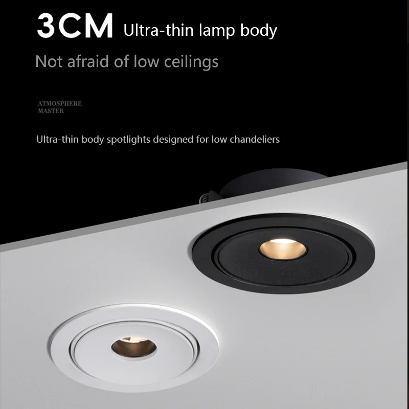 

Recessed Mini Beam Angle COB LED Spotlight Ultra-Thin Adjustable Ceiling Spot Lamp Museum Jewelry Show Counter Bar Picture Art