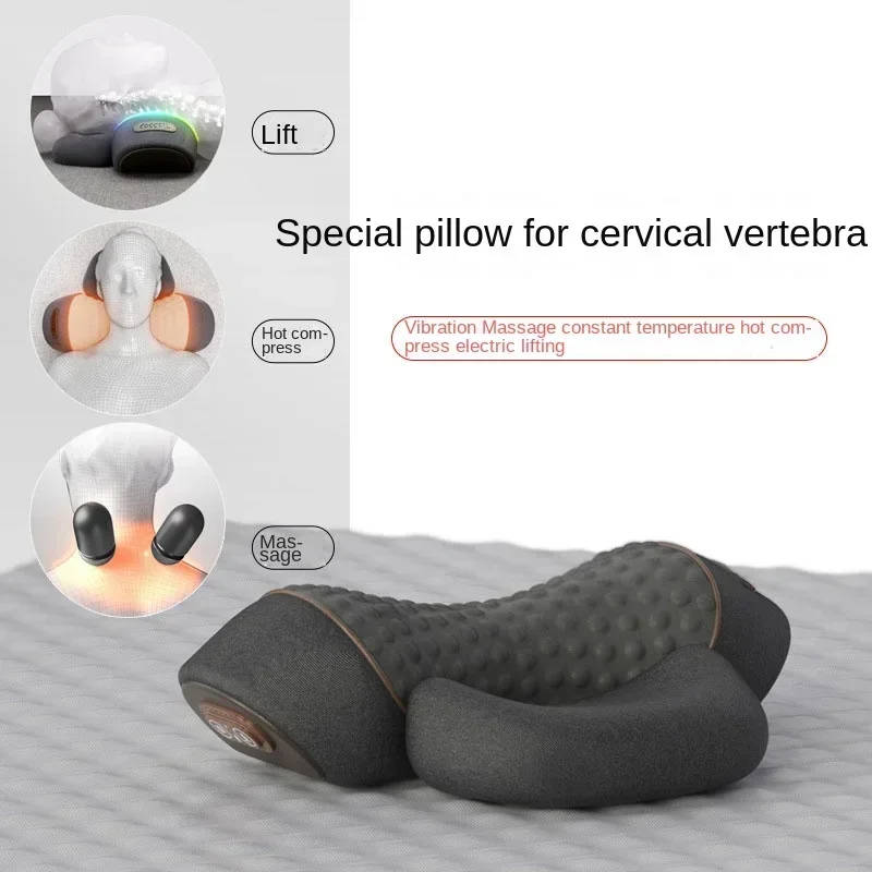 Neck Massager Cervical Pillow Hot Compress Neck Stretch Heating Vibration Neck Shoulder Massage Pillow Back Traction