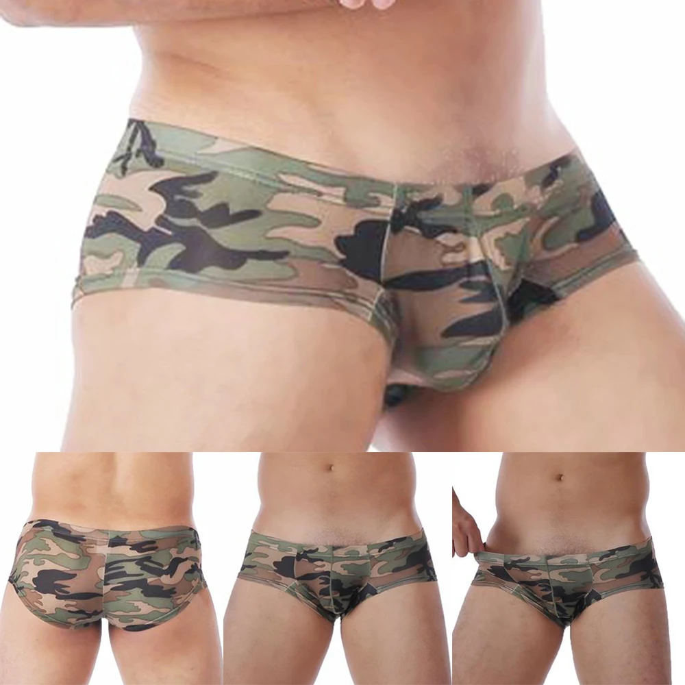 New Men\'s Briefs Breathable Camouflage Low Waist Underwears Shorts Underpants Man Panties 1pc