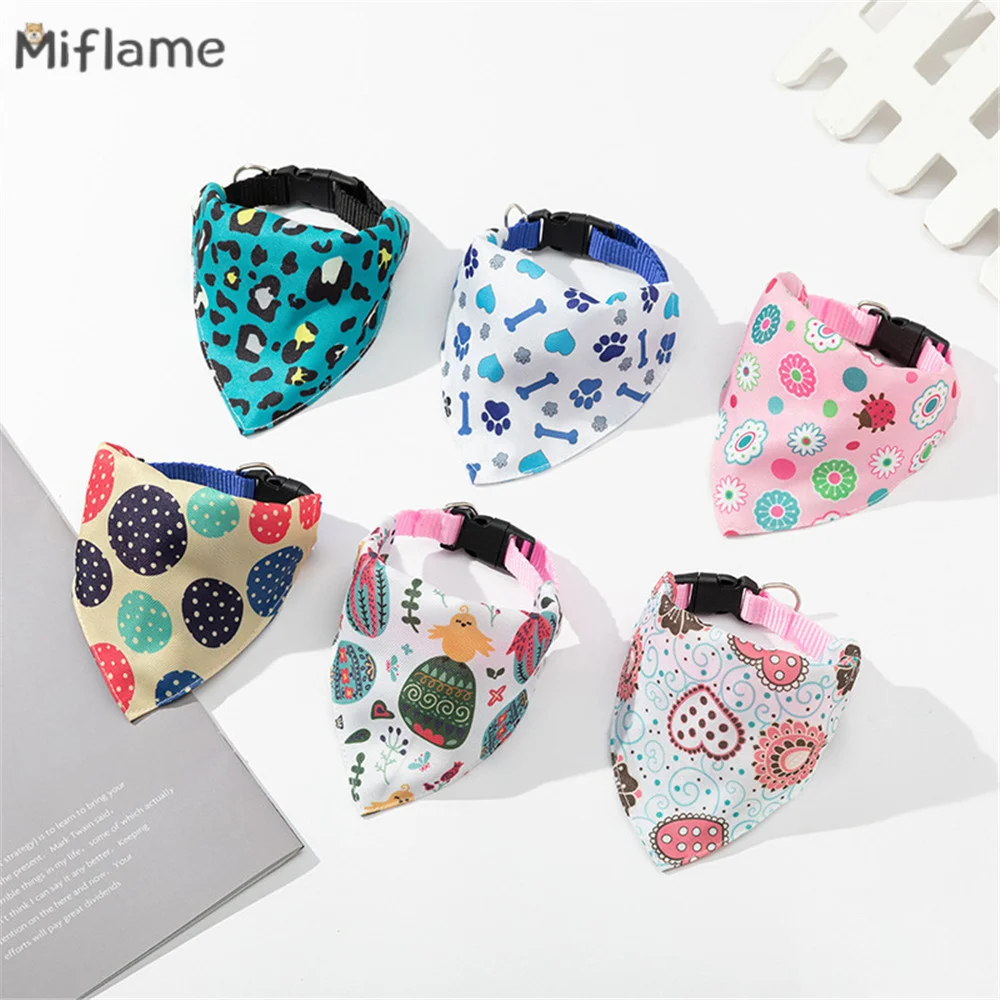 

Miflame Pet Saliva Towel Cute Small Dogs Bibs Collar Adjustable Pets Scarf Full Printed Puppy Accessories Bandana Dogs Outfits